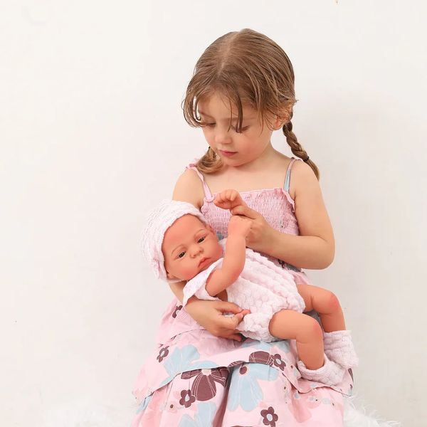 16inch Tam Vücut Silikon Bebe Reborn Bebek Yumuşak Dolls Yaşam Bebek Vinil Bebe Bebek Sevimli Reborn Bebek Kız Bebek Oyuncakları 240226