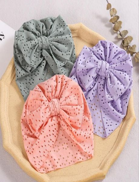 Ins doce cor oco para fora do bebê índia boné elástico de algodão macio acessórios para o cabelo gorro bonés turbante infantil chapéus 03t3979621