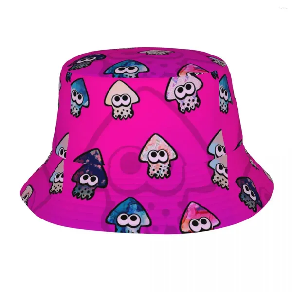 Berets streetwear polvo colagem bob chapéus mulheres homens empacotáveis ​​ao ar livre splatoon jogo pesca verão praia fuga headwear