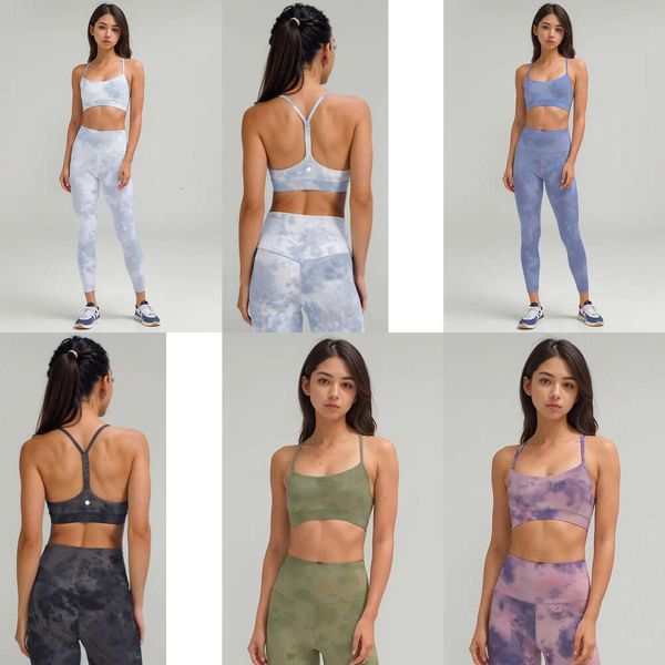 Lu Align Lemon Lu Mulheres Tie-Dye Braggings Definir sutiãs de treino com ginástica Long Pant Fiess Cami Casual Summer Lulemons Yoga Sets Gym Jogger 2