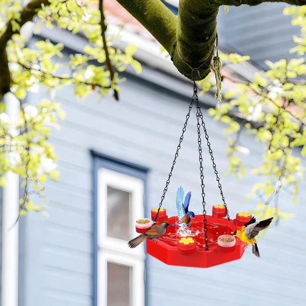 Outros suprimentos de pássaros Bandeja de alimentador de beija-flor destacável ao ar livre pendurado selvagem com gancho jardim água vermelha