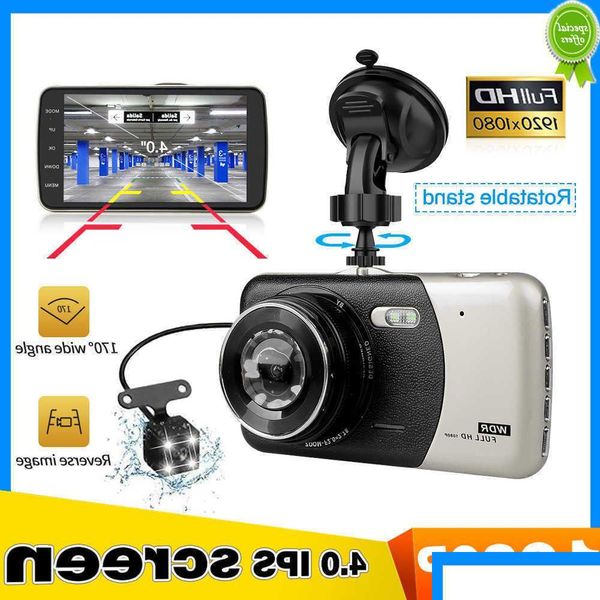 Carro Outros Auto Eletrônicos Novo 4 Polegada Ips Lente Dupla FHD 1080P Dash Cam Gravador de Vídeo com Led Night Vision Câmera de Visão Traseira DHS92