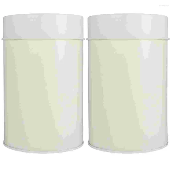 Bottiglie di stoccaggio 2 pezzi Contenitore per cereali Tè Contenitori per foglie sfuse Barattolo sigillato di latta bianca per uso domestico