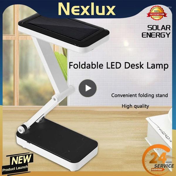 Lâmpadas de mesa Lâmpada de mesa LED dobrável Leitura Night Light 26Leds Carga ajustável Lanterna de mesa solar de bateria para quarto