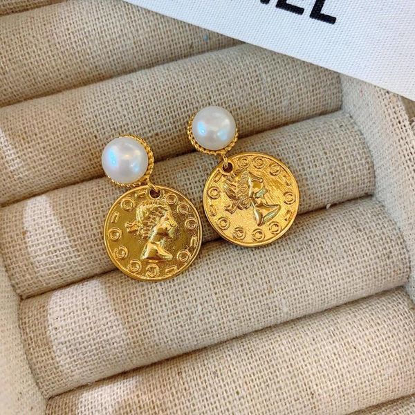 Orecchini a bottone Elegante perla naturale Vintage Donna Ragazza Moda barocca Orecchini squisiti Orecchini classici da donna