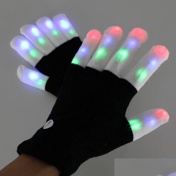 Luvas LED Festa Led Rave Luvas Mitts Piscando Dedo Iluminação Luva Colorf 7 Cores Light Show Drop Delivery Brinquedos Presentes Led Iluminado Dhq0B