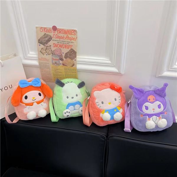 Peluş çanta Kawaii Kuromi Cinnamoroll Melody Karikatür Backpack Anime Küçük Değişim Çanta Çocuk Hediyeleri