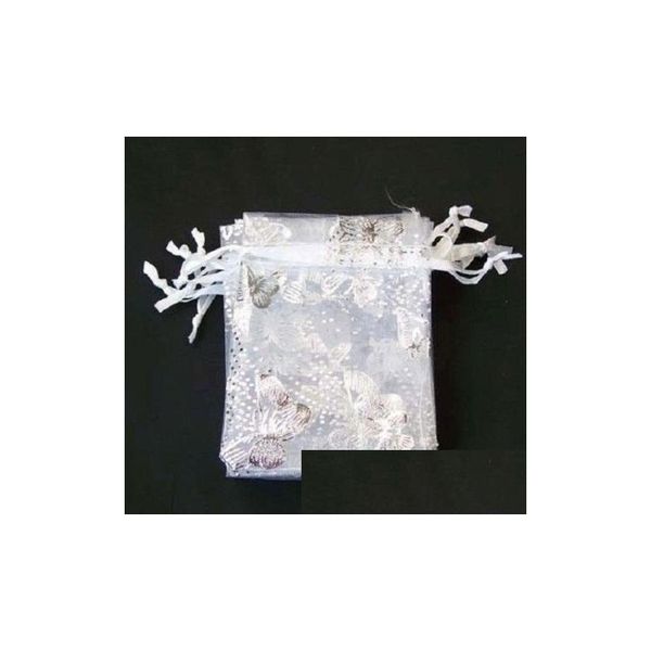 Sacchetti per gioielli, sacchetti 20X30 cm 100 pezzi sacchetto regalo per gioielli da sposa in organza con farfalla bianca 70X90 mm sacchetti per feste buste consegna drop Ebreo Dhrrq