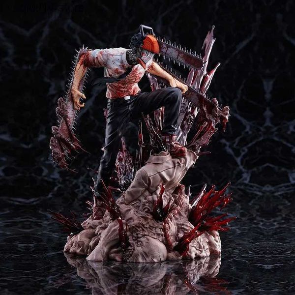 Figuras de ação Anime Figura Chainsaw Man Denji Pochita Fit Standing Position Fighting Model Toy PVC Box Big Gift Escultura Ornamentos 18cm 240308