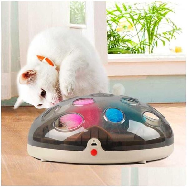 Gato Brinquedos Interativos Brinquedos Engraçados Para Gato Elétrico Pena Exercício Chaser Treinamento Brinquedo Recarregável Maglev Bouncing 210929 Drop Entregar Dhnx2