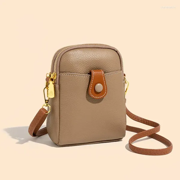 Sacos de noite Marca Mulheres Bolsa Top Layer Couro Ombro Crossbody Telefone Casual Genuíno Couro Zero Carteira