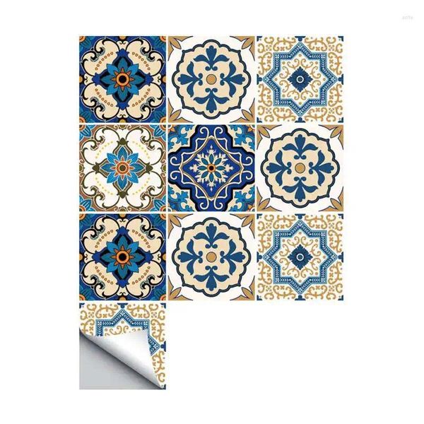 Wandaufkleber, 10 Stück, Fliesen im marokkanischen Stil, wasserfest, für Badezimmer, Kunstdekoration, 15,2 x 15,2 cm