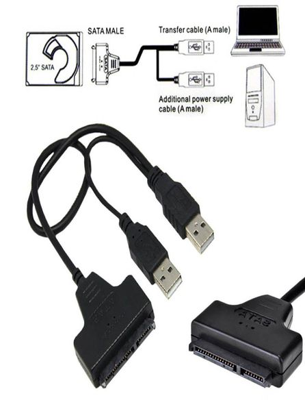 Cavi da 50 cm 20 adattatori Dual USB SATA da 715 pin Cavo di trasferimento per unità disco rigido per laptop HDD da 25 o 3 pollici3651956