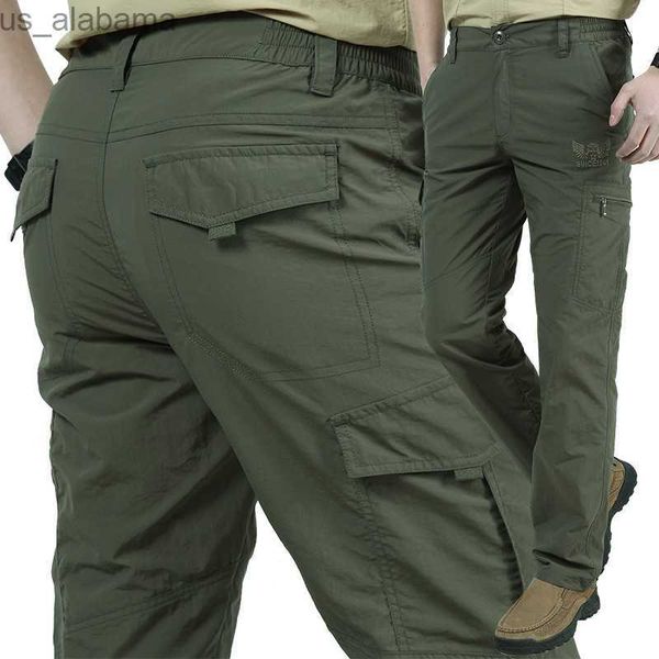 Calças masculinas leves calças de secagem rápida verão estilo exército calças táticas carga calças à prova dwaterproof água 240308