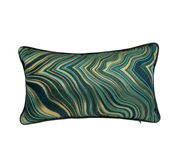 Capa de almofada geométrica de tecido macio contemporâneo 30x50 cm Home Living Deco Sofá Cadeira de carro Verde escuro Capa de almofada lombar Vender 4148319