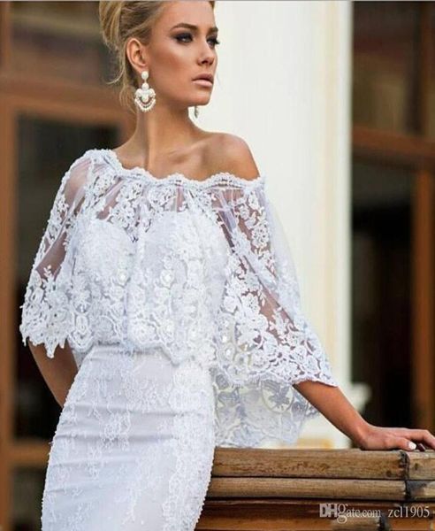 Novo laço apliques elegante jaqueta de casamento branco moda fora do ombro envoltórios de noiva feminino xales acessórios casamento bolero2969781