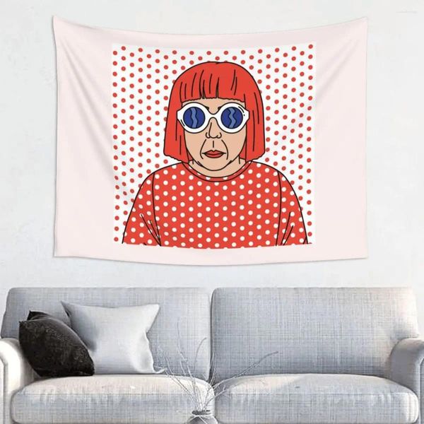 Arazzi personalizzati Hippie Yayoi Kusama Autoritratto Arazzo Appeso a parete Decorazioni per la casa Decorazione della camera da letto