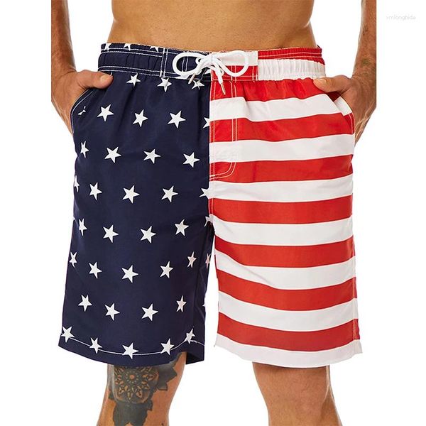 Pantaloncini da uomo America Flag Uomo Summer Beach Stampato in 3D Costume da bagno per le vacanze alle Hawaii Costume da bagno da surf ad asciugatura rapida