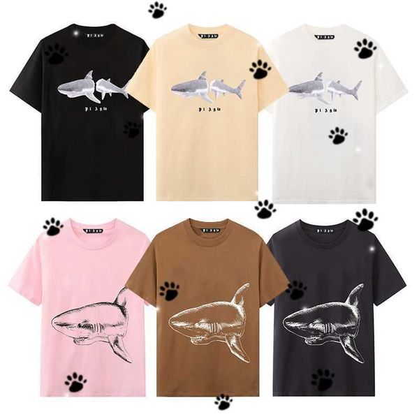 Designer-T-Shirt Palm Classic Pa Broken Tail Shark Print Kurzarm Lose Herren- und Damen-High-Street-Freizeitmode-Marken-T-Shirt