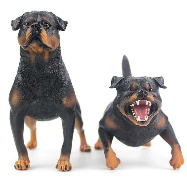 Anime Manga Simulation Solide Große Rottweiler Modell Spielzeug Tier Haustier Polizei Hund Handgemachte Ornamente für Jungen und Kinder Figur Modell J240308