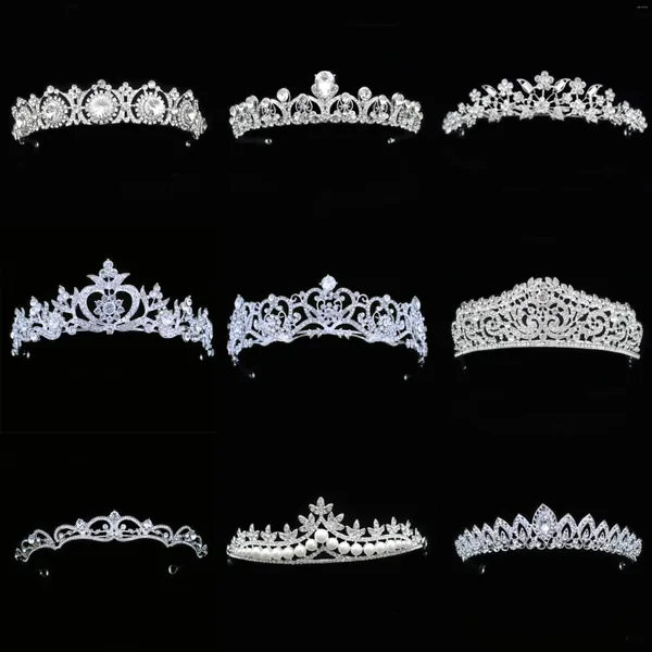 Grampos de cabelo coroa de casamento jóias nupcial headpiece mulher barroco prata cor cristal tiaras festa coroas acessórios para noivas