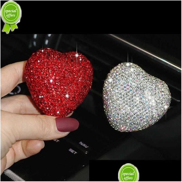 Outros acessórios interiores Novo estilo de carro Bling Diamond Air Freshener Crystal Heart Shape por saída Vent Fragrance Clip Ornaments Dr Dhv9A