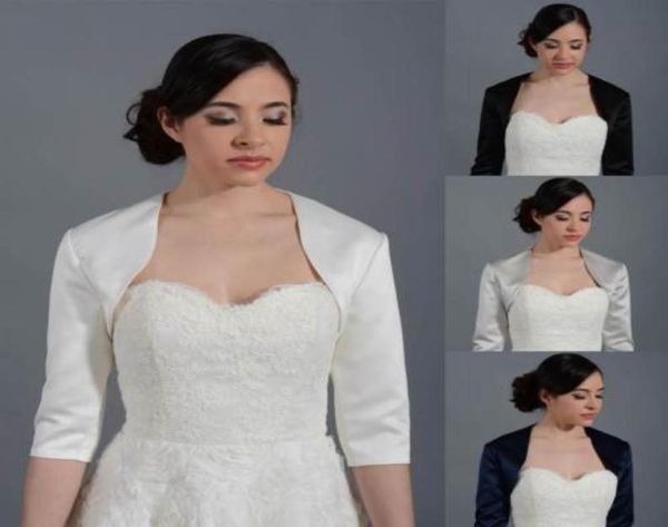 Giacca da sposa a maniche corte da sposa con alzata di spalle in bolero da ballo in raso su misura da donna Plus Size8500714