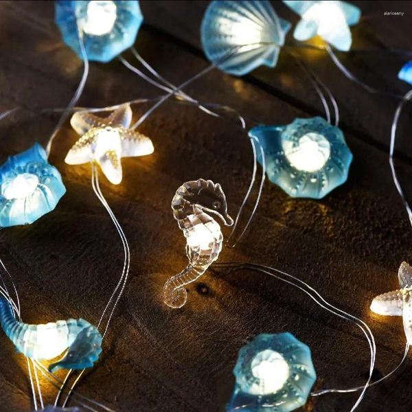 Saiten Ozean Thema 20/30 Leds Lichterketten Muschel Seestern Unter Dem Meer LED Lichterkette Für Hochzeit Party Weihnachten Dekoration Lampe