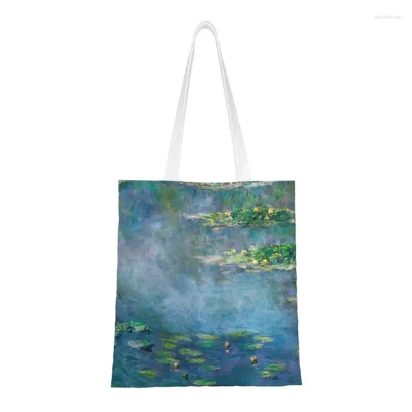 Einkaufstaschen, Claude Monet, Einkaufstasche, Damen, lustige Seerosen, Segeltuch, Schultertasche, große Kapazität, Handtaschen