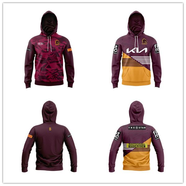 2024 Nova Austrália Brisbane Broncos Kids Training Home Away Rugby Jersey Criança Com Capuz Pulôver Moletons Ao Ar Livre Pulôver Hoodies Jaquetas