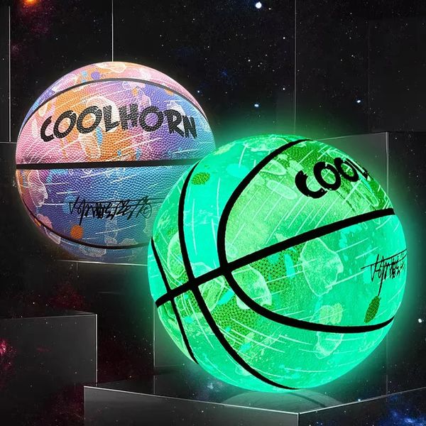 Pallacanestro luminoso 765 Bambini Studente Gioco per adulti Outdoor Indoor Resistente all'usura PU Attrezzatura da basket fluorescente per allenamento 240306