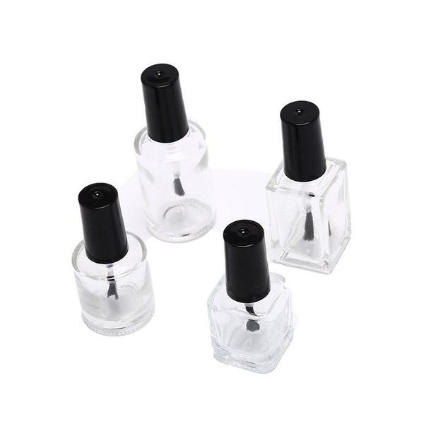 Garrafas de embalagem por atacado 10ml 15ml frasco de esmalte de vidro transparente vazio com uma tampa escova recipientes cosméticos garrafas gota deliv dhmqy