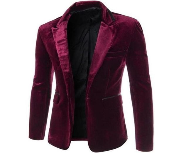 Ternos masculinos039s blazers jaqueta moda casual roupas de veludo terno vintage vermelho preto roxo tamanho personalizado cor e cartão 7291813