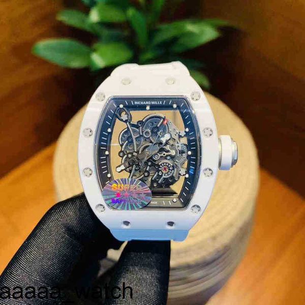 Orologio RicharMill dal design scavato di lusso completo della fabbrica svizzera ZF di alta qualità Rm055 in ceramica bianca meccanica automatica