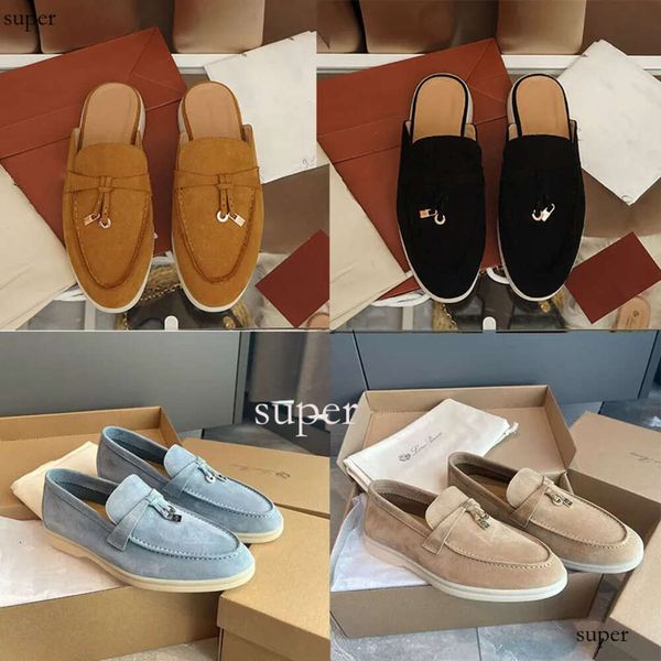 Loro Piano Designer Homens Mulheres Sapatos Verão Camurça Sapato Casual Preto Marrom Azul Vermelho Caminhada Lazer Chinelos LP Sapatos Charms Outdoor Runner Sneaker Loafer Oxfords 729