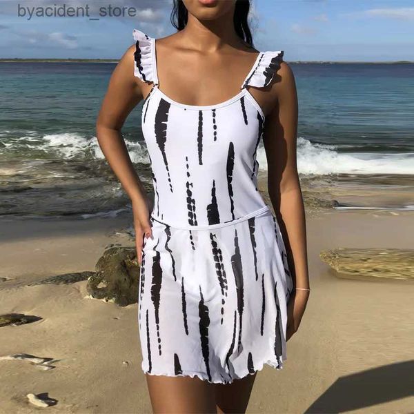 Roupa de banho feminina 2024 novas mulheres siamesas tankini verão novo design impressão maiô biquíni maiô de uma peça praia weart S-XL l240308