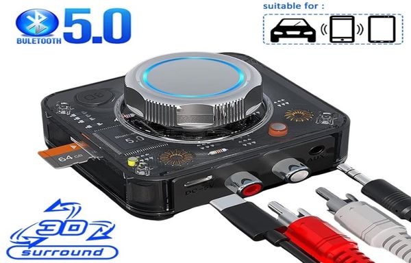 Bluetooth 5.0 o Ricevitore 3D Stereo Musica Adattatore wireless Scheda TF RCA 3,5 mm 3,5 Jack AUX per kit per auto Altoparlante cablato Cuffie1026448