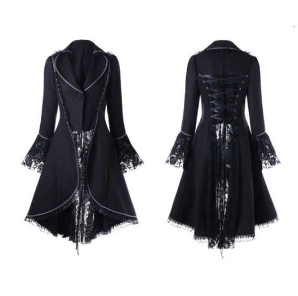 Wipalo feminino renda guarnição retro casaco gótico jaqueta medieval vitoriano rendas bandagem jaqueta alta baixa nobre tribunal vestido overcoat8451883