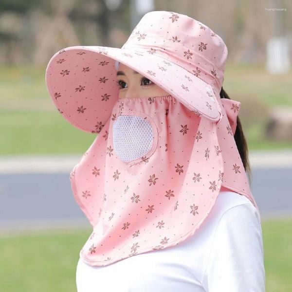 Bonés de ciclismo caminhadas lazer rosto e pescoço aba orelha criativo xale capa protetora malha respirável chapéus femininos chapéu de sol
