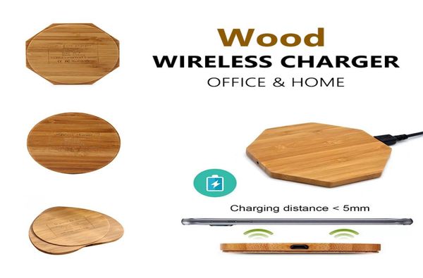 Carregador sem fio de bambu almofada de madeira qi doca de carregamento rápido com cabo USB carregamento de telefone tablet carregamento para iphone 8 x xs max 4815563