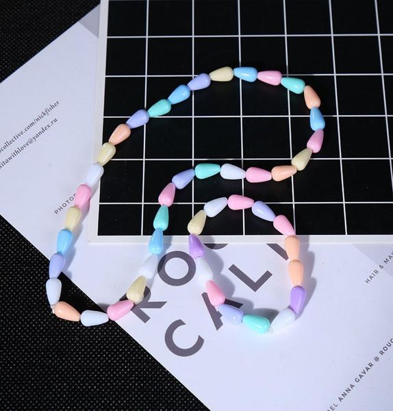 Ювелирные изделия ручной работы для девочек ярких цветов, акриловые браслеты из бисера, ожерелье, комплект из 2 предметов, детский день рождения, рождественский подарок7808843