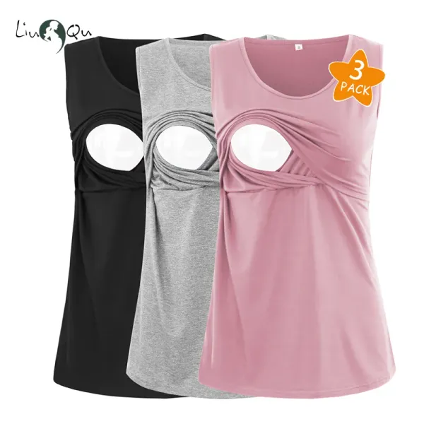 T-shirt liu Qu Kadın Annelik Giysileri Tank Tops Kolsuz Emzirme Hamilelik Giysileri Premama Yaz Camis Tops Plus Boyutu SXL