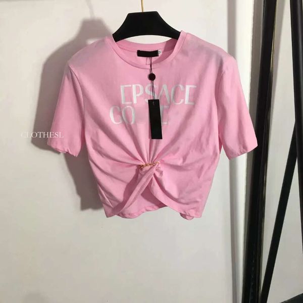 23 Designer T-shirt Moda T-shirt Donna Nuovo alfabeto Stampa Pin Vita nascosta Stile corto Crop Manica corta Top T-shirt Donna Top Dress Bianco Rosa