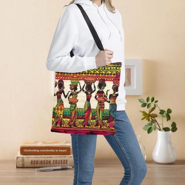 Borse per la spesa Borsa per la moda stampata da donna africana per donna Borsa per la spesa di grande capacità per mamma Borsa per supermercato Borsa per ragazze ambientale