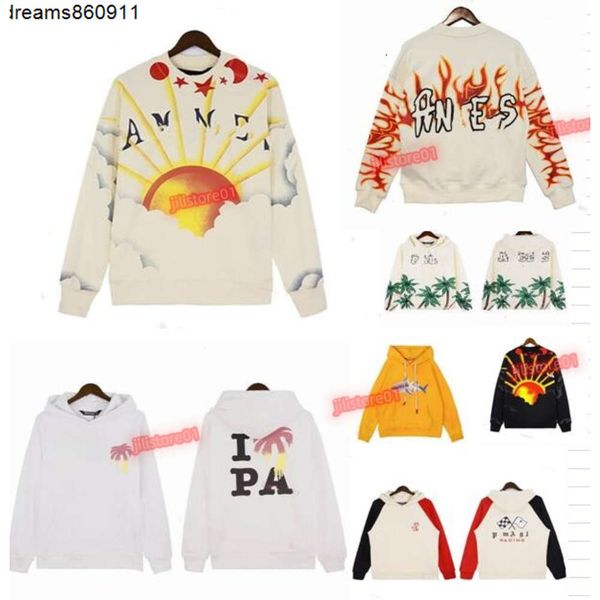 Designerkleidung Mode Sweatshirts Palmes Angels Broken Tail Shark Letter Flock Stickerei Lose Entspannte Herren Damen Kapuzenpullover Pullover Jacke Cvd