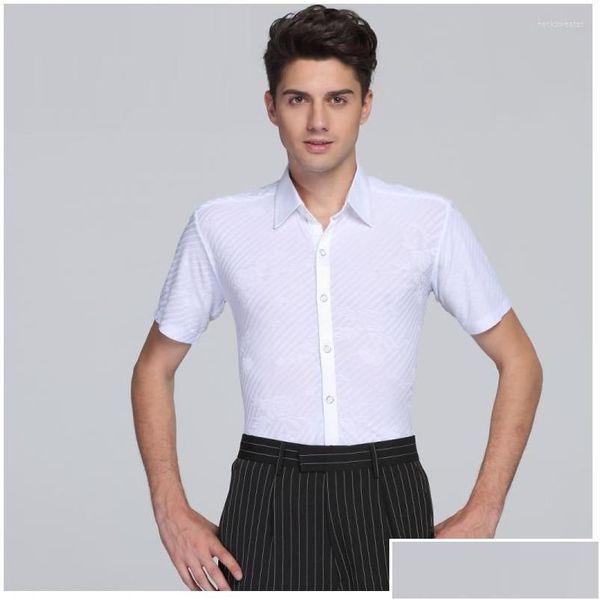 Abbigliamento da palco Camicia da ballo latino/Uomo/Vestito da ballo Costumi Moderni Esercizio Uomo T-shirt Giacca da ballo B-6996 Consegna a domicilio Dhnzy