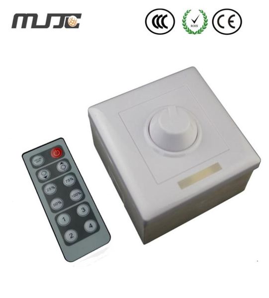 MJJC 12V 8A LED-Dimmer, wandmontierter Knopf, PWM-Dimmschalter mit einer IR-12-Tasten-Fernbedienung für einfarbige LED-Streifen, 5522183