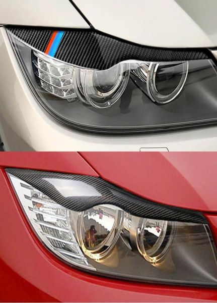 Настоящие карбоновые фары, брови, веки, автомобильные наклейки для BMW E90 E91 3 серии 20062011, передние фары, аксессуары для бровей7279063