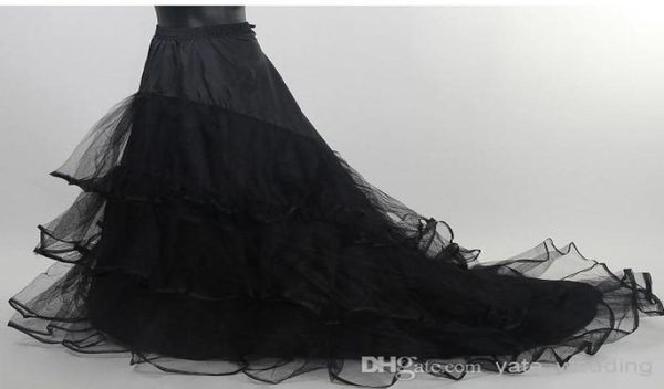 Em estoque saia preta casamento anágua barato longo tule nupcial crinolina para vestido com trem capela encantador deslizamento saias de noiva 6018458