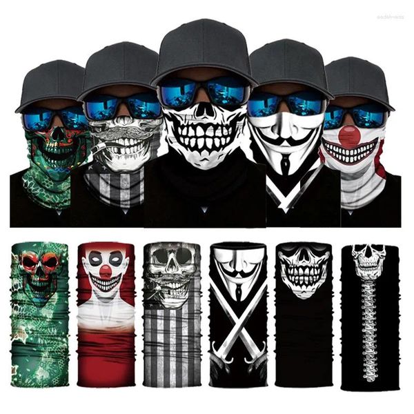 Bandanas 3D-Druck Clown Skull Magic Schal Reiten Angeln Schwarz Python Muster Camouflage Gesichtsmaske für Männer und Frauen